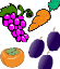 Carot grape persimmon plum